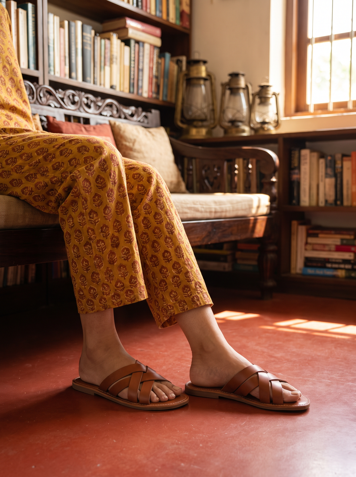 Interlock Band Slide - Chestnut - Lifestyle