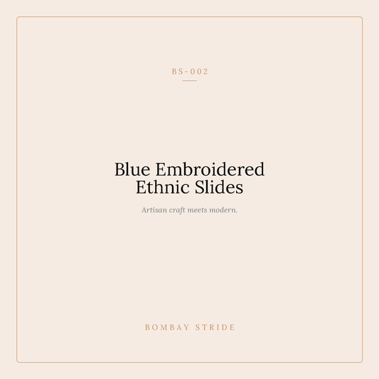 Blue Embroidered Ethnic Slides